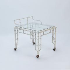 A pair of painted aluminum faux bamboo and glass bar carts circa 1970  - 2916542