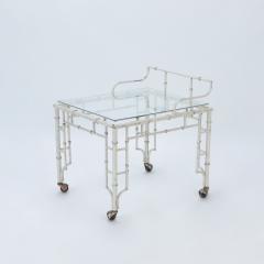 A pair of painted aluminum faux bamboo and glass bar carts circa 1970  - 2916543