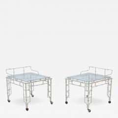 A pair of painted aluminum faux bamboo and glass bar carts circa 1970  - 2920586