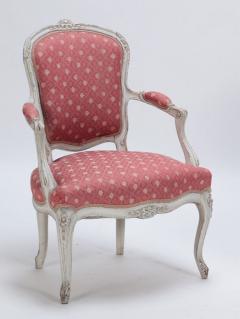 A pair of painted and carved French Louis XV style open arm chairs circa 1900  - 3429849