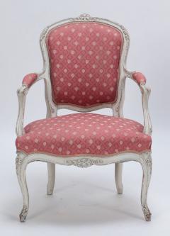 A pair of painted and carved French Louis XV style open arm chairs circa 1900  - 3429850