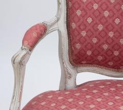 A pair of painted and carved French Louis XV style open arm chairs circa 1900  - 3429854
