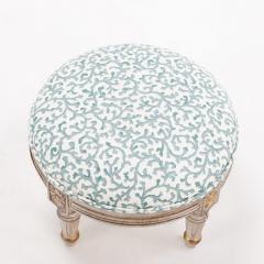 A pair of petite French Louis XVI style upholstered foot stools Contemporary  - 3782787