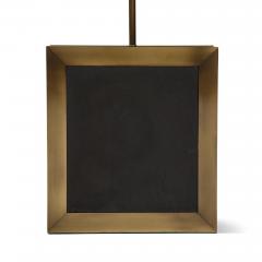 A pair of square shaped lamps made of ardoise cliv e and a bronze frame  - 2643973