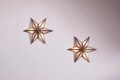 A pair of star shaped wall sconces made of brass and glass Italy 1960s - 3499271