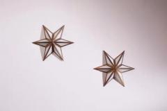 A pair of star shaped wall sconces made of brass and glass Italy 1960s - 3499272