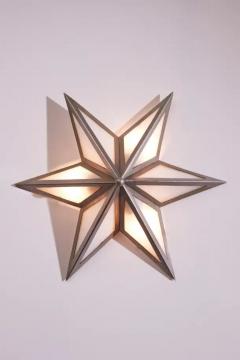 A pair of star shaped wall sconces made of steel and glass Italy 1960s - 3491951