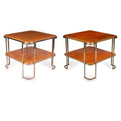 A pair of stylish Art Deco burr amboyna and bronze occasional tables - 3960651