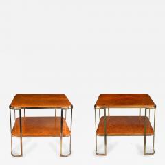 A pair of stylish Art Deco burr amboyna and bronze occasional tables - 3962595