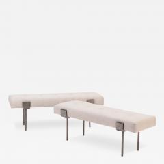 A pair of upholstered iron benches Contemporary  - 3778253