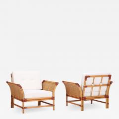 A pair of vintage Italian rattan lounge chairs circa 1970  - 2327218