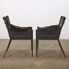 A pair of vintage iron and leather armchair Contemporary - 2735743