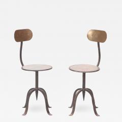 A pair of vintage mixed metal side chairs circa 1970  - 2590871