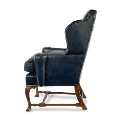 A pair of walnut Georgian style leather wing armchairs - 3683641