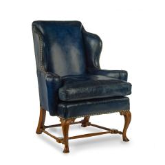 A pair of walnut Georgian style leather wing armchairs - 3683642