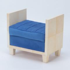 A parchment and upholstered bench in the manner of Jean Michel Frank  - 2508390