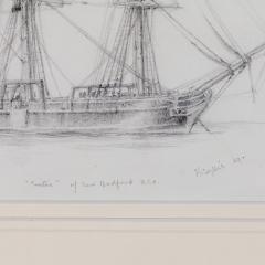 A pencil drawing of Canton a three masted whaling ship by Harold Wylie - 947879