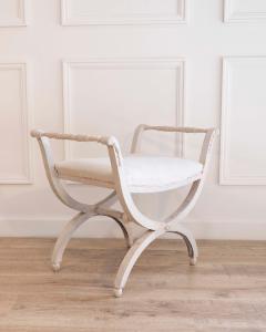 A period Gustavian stool with handles scraped to original paint - 4571636