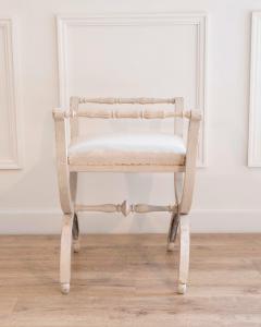 A period Gustavian stool with handles scraped to original paint - 4571640