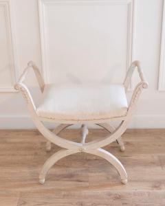 A period Gustavian stool with handles scraped to original paint - 4571647
