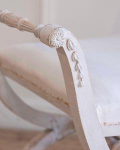 A period Gustavian stool with handles scraped to original paint - 4571649