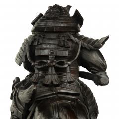 A powerful Japanese equestrian wood carving of a samurai by Yoshida Issen Isshun - 3320632