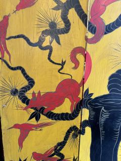 A rare 1920s Japonisme three folds painted room divider - 3685228