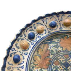 A rare Dutch Maiolica plate with checkerboard motif and oak leaves 17th century - 4644156