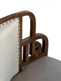 A rare English art deco barrel back chair in the Asian taste - 2807184