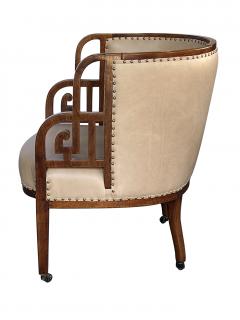 A rare English art deco barrel back chair in the Asian taste - 2807186