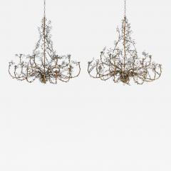 A rare and monumental pair of oval 1940 s Italian chandeliers - 1765852