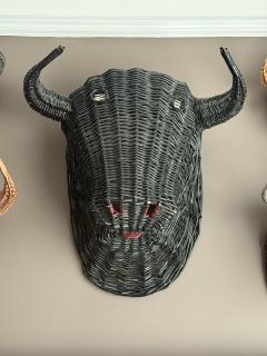 A rare collection of wicker bulls heads France 1950s 7 total - 4194120