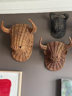A rare collection of wicker bulls heads France 1950s 7 total - 4194528