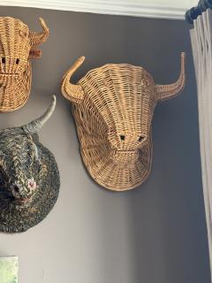 A rare collection of wicker bulls heads France 1950s 7 total - 4194531