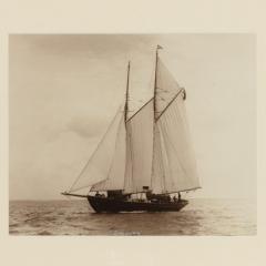 A rare early photographic print of the Schooner Cacouna tack in the Solent - 1371521