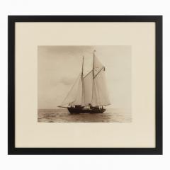 A rare early photographic print of the Schooner Cacouna tack in the Solent - 1371522