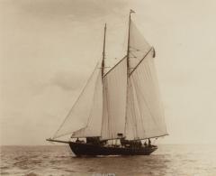 A rare early photographic print of the Schooner Cacouna tack in the Solent - 1374151