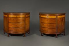 A rare pair of Frederick VI mahogany and satinwood inlaid demi lune commodes - 4513028