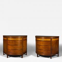 A rare pair of Frederick VI mahogany and satinwood inlaid demi lune commodes - 4513073