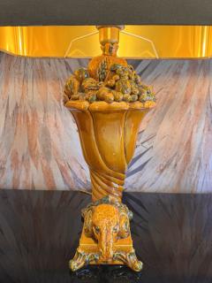 A rare pair of glazed ceramic leaning Rams table lamps - 4120664