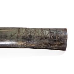 A rare scrimshaw decorated horn - 1208947