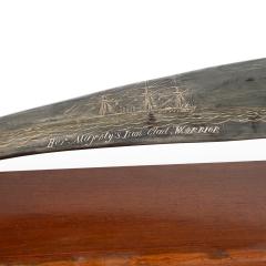 A rare scrimshaw decorated horn Signed and inscribed by the base by C Wood - 4363636