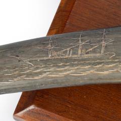 A rare scrimshaw decorated horn Signed and inscribed by the base by C Wood - 4363637