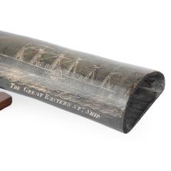 A rare scrimshaw decorated horn Signed and inscribed by the base by C Wood - 4363640