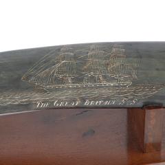 A rare scrimshaw decorated horn Signed and inscribed by the base by C Wood - 4363642