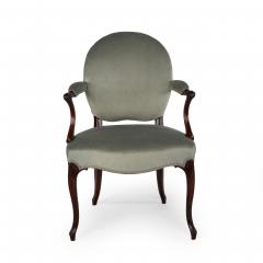 A rare set of twelve George III mahogany open arm chairs in the French Hepplewhi - 4240052