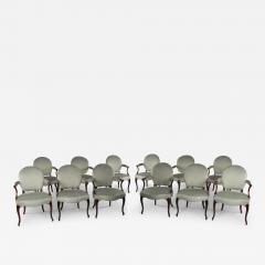 A rare set of twelve George III mahogany open arm chairs in the French Hepplewhi - 4241706