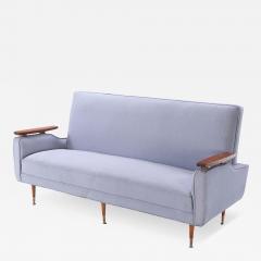 A restored sofa with floating wood arms and metal mounts circa 1960  - 3449658