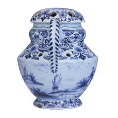 A round blue and white Delftware tulipiere from the 19th century - 4737453