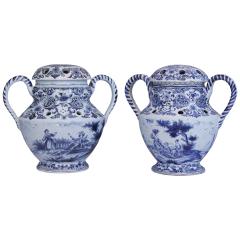 A round blue and white Delftware tulipiere from the 19th century - 4737459